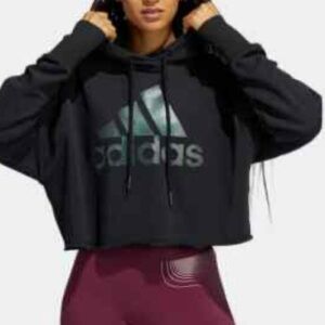 Adidas Women's Black Cropped Hoodie